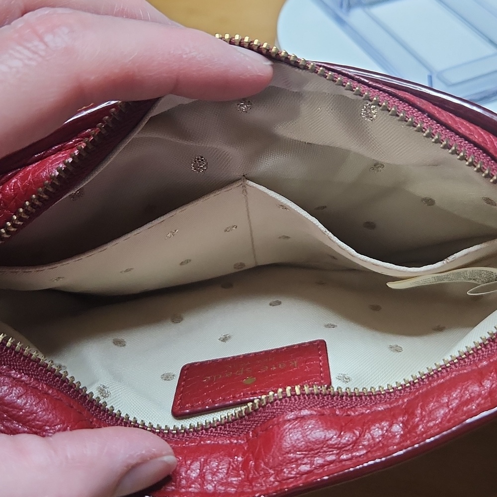 Kate Spade Quilted Red Leather Wristlet with Strap EUC - Picture 8 of 9
